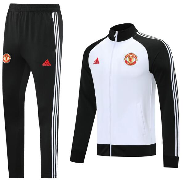 Manchester United White Black Training Suits Jacket with Pants 2020/21